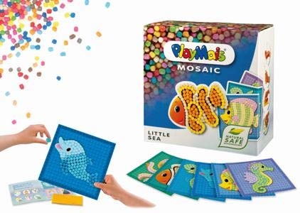 PlayMais Mosaic Little Sea Kit de Manualidades para niñas y niños de 3 años | 2300 Piezas y 6 Plantillas de Mosaico con delfín, Tortuga y más | estimula la Creatividad y Las Habilidades motoras