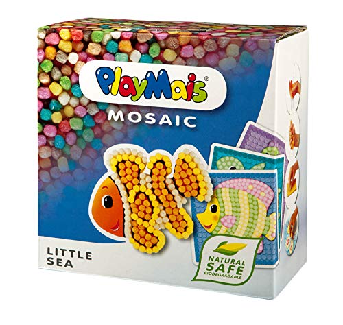 PlayMais Mosaic Little Sea Kit de Manualidades para niñas y niños de 3 años | 2300 Piezas y 6 Plantillas de Mosaico con delfín, Tortuga y más | estimula la Creatividad y Las Habilidades motoras