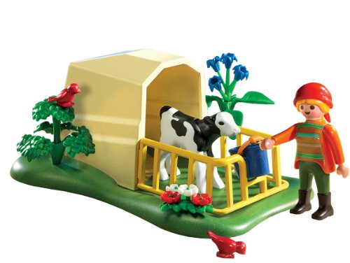 PLAYMOBIL - Ternero con Refugio, Set de Juego (5124)