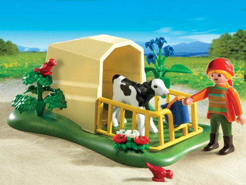 PLAYMOBIL - Ternero con Refugio, Set de Juego (5124)