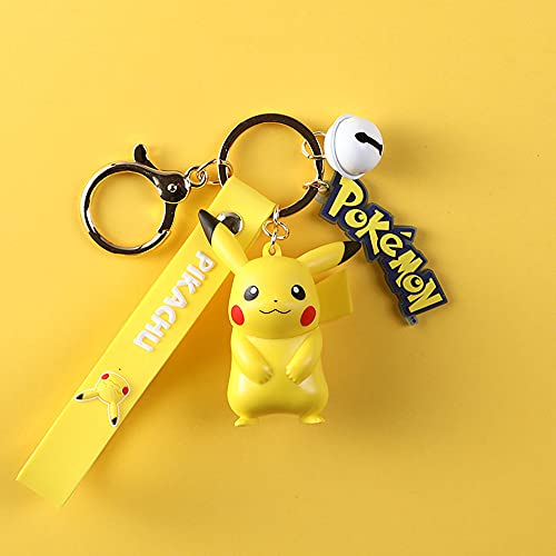 Pokémon - Llavero de silicona con colgante de Pikachu, de metal, serie Pikachu, Pokémon Elf, juego de llaves para niños, fans del anime, regalo, Pikachu, talla única,