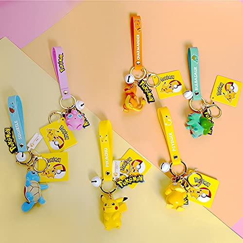 Pokémon - Llavero de silicona con colgante de Pikachu, de metal, serie Pikachu, Pokémon Elf, juego de llaves para niños, fans del anime, regalo, Pikachu, talla única,