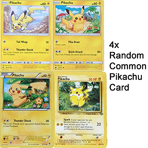 Pokemon Pack 5 Cartas de Pikachu aleatorias, 4 Cartas comunes + 1 Carta Reverse Holo, Cartas en Inglés, Cualquier colección