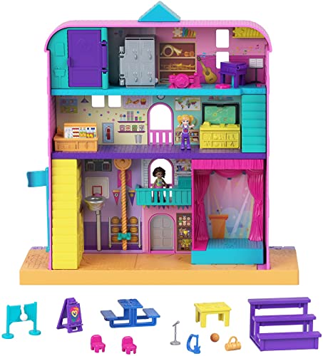 Polly Pocket Escuela increíble Pollyville Set de juego con muñecas y accesorios, juguete +4 años (Mattel GVY51)