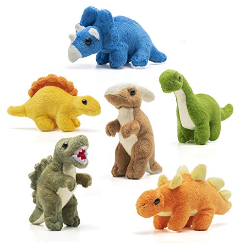 Prextex Colección de peluches Dinosaurio T-Rex de 15 pulgadas con 5 lindas crías dentro de su barriga con cremallera Gran set para niños