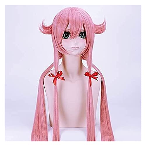 PRTOYO Anime Mirai Nikki Gasai Yuno Rosa Peluca Larga Cosplay Traje el Futuro Diario Resistente al Calor sintético Cosplay Pelucas