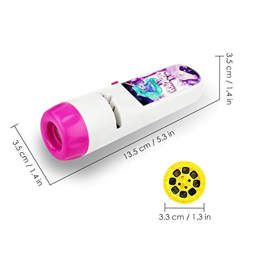 Pup Go Unicornio Linterna Proyector Antorcha Diapositivas con 3 Discos y 24 Imágenes, Pared Techo Tienda Ciencia Educativo Juego, Mini Proyector Juguetes para Niños y Niñas (Unicornio)