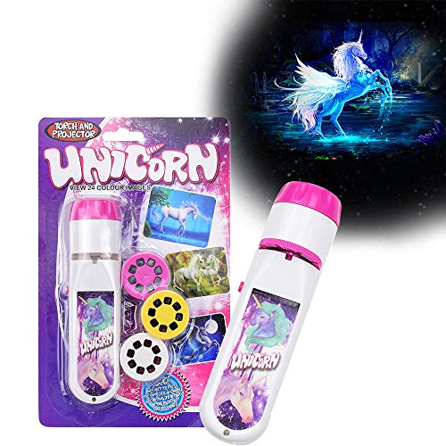 Pup Go Unicornio Linterna Proyector Antorcha Diapositivas con 3 Discos y 24 Imágenes, Pared Techo Tienda Ciencia Educativo Juego, Mini Proyector Juguetes para Niños y Niñas (Unicornio)