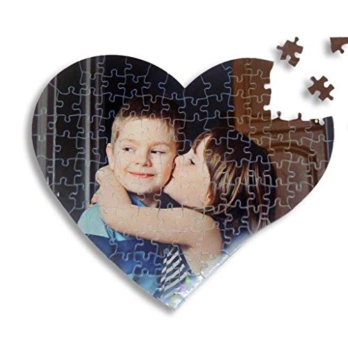 Puzzle Corazón Personalizado con tu Foto Impresión dpi - Fabricado en Europa - Bonito Brilloso Tus Puzzles con tu Imagen Preferida - Regalo para Bebes - Madres Bodas Parejas - Rompecabezas Novios