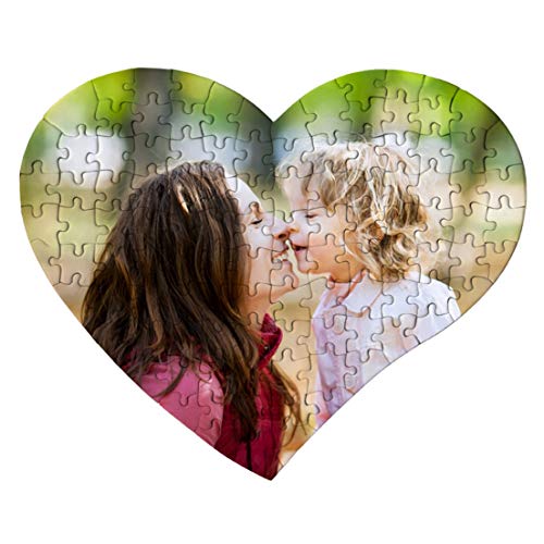 Puzzle Corazón Personalizado con tu Foto Impresión dpi - Fabricado en Europa - Bonito Brilloso Tus Puzzles con tu Imagen Preferida - Regalo para Bebes - Madres Bodas Parejas - Rompecabezas Novios