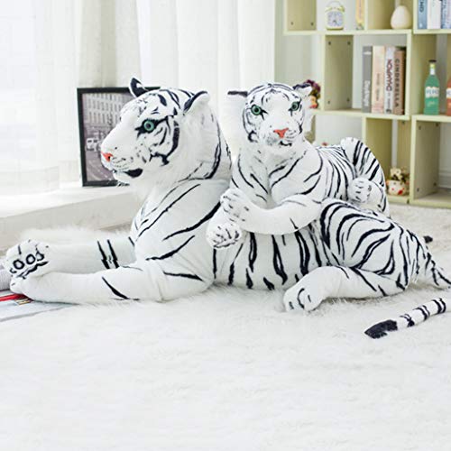 QERMULA Creativo muñeco de Peluche Animales de Peluche realistas Tigre Muebles para el hogar niños bebé Juguete sofá Coche cojín Blanco