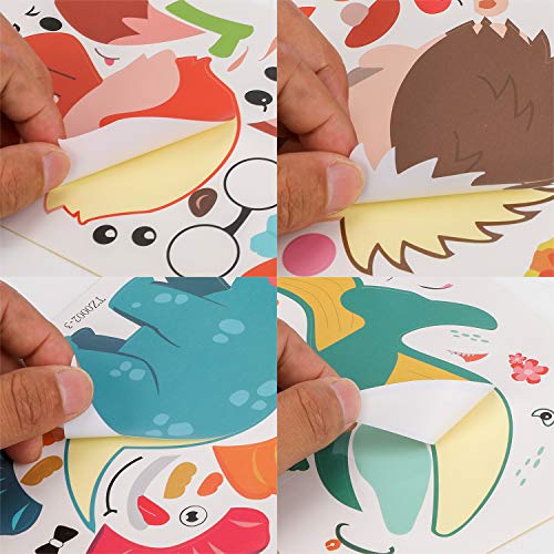 Qpout 48 Hojas Hacer Pegatinas de Animales, Haga su Propio Dinosaurio Fox Deer Owl Cat Hedgehog Raccoon Stickers para niños Zoo Fiesta de cumpleaños Scrapbook Manualidades Suministros