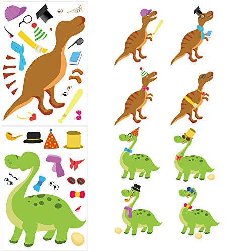 Qpout 48 Hojas Hacer Pegatinas de Animales, Haga su Propio Dinosaurio Fox Deer Owl Cat Hedgehog Raccoon Stickers para niños Zoo Fiesta de cumpleaños Scrapbook Manualidades Suministros