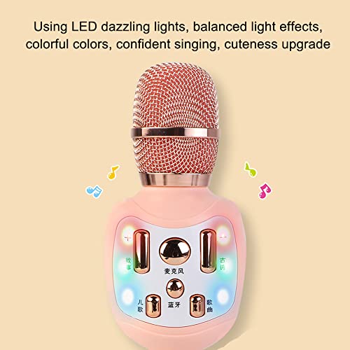 QSYY Micrófono Inalámbrico Bluetooth para Niños, Karaoke con Luces LED, Juguetes para Fiestas De Cumpleaños, Regalos para Niñas, Niños Y Adultos,Azul