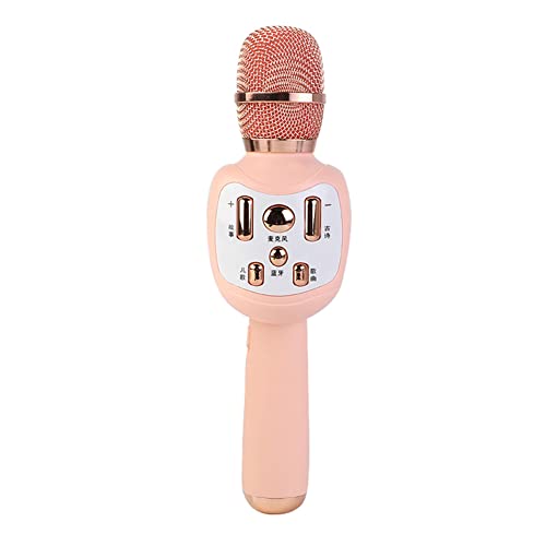 QSYY Micrófono Inalámbrico Bluetooth para Niños, Karaoke con Luces LED, Juguetes para Fiestas De Cumpleaños, Regalos para Niñas, Niños Y Adultos,Rosado