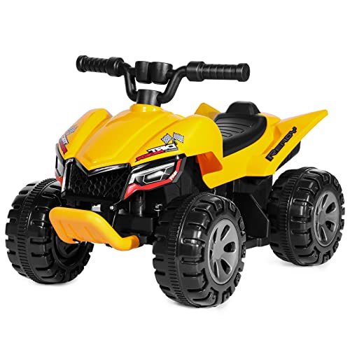 Quad Electrico Coche a Batería de 6V con Motor Trasero de 25W, Accionamiento por Botón, Bluetooth / USB / Música Incorporada, Interruptor de Avance / Retroceso, Niños-Amarillo