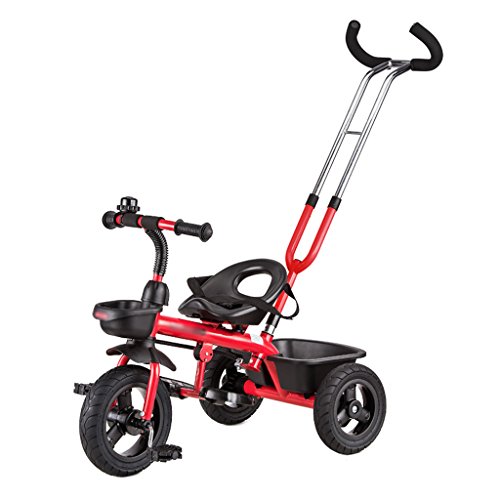 QWZ Silla de Paseo Ligera Bebé Niños Niños Niños pequeños Triciclo Desmontable Paseo en Bicicleta Trike Pedal Bicicleta 3 Ruedas 2-5 años Silla de Paseo cochecitos (Color : Red)