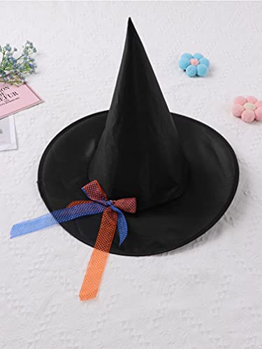 ranrann Disfraz de Bruja Niña Vestido Tutú Princesa Brillantes Estrellas con Sombrero Bolsa de Dulces Varita Traje Reina Oscuridad para Halloween Fiesta Carnaval Negro&Naranja 6-8 años