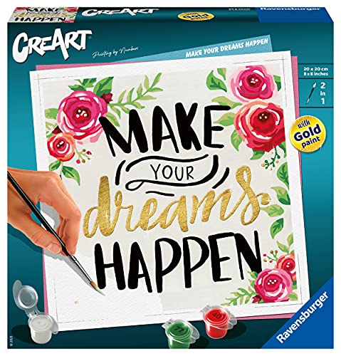 Ravensburger - CreArt Make your dreams happen - Formato cuadrado - Pintura al número para adultos - Actividades creativas - Relaxación - Cuadro decorativo - A partir de 12 años - 29028