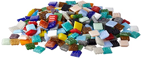 Rayher 1453049 Teselas de cristal de colores mixtos, 1 kg, para interior y exterior