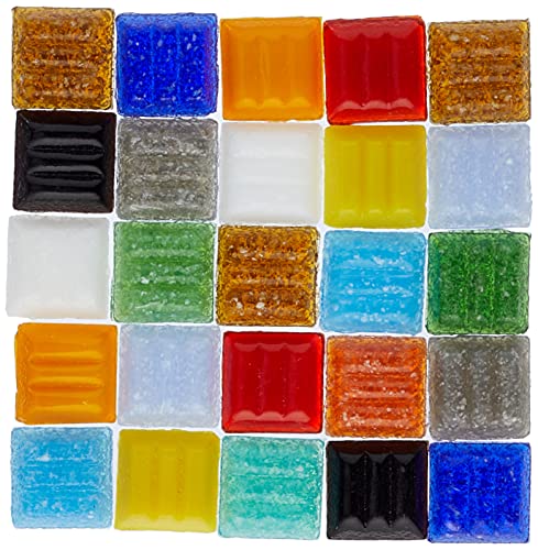 Rayher 1453049 Teselas de cristal de colores mixtos, 1 kg, para interior y exterior