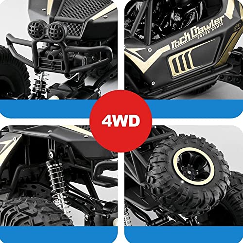 RC Dirt Bike High 2.4Ghz Radio Remote Control Car Speed Giant 1:10 RC Off Road Hobby Electric Fast Racing Rock Crawler Monster Truck Large Foot Alloy 4WD Climbing Cars Gift (Black 2 batterys)