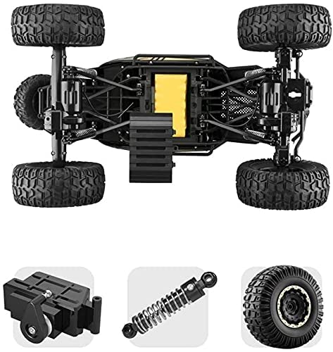 RC Dirt Bike High 2.4Ghz Radio Remote Control Car Speed Giant 1:10 RC Off Road Hobby Electric Fast Racing Rock Crawler Monster Truck Large Foot Alloy 4WD Climbing Cars Gift (Black 2 batterys)