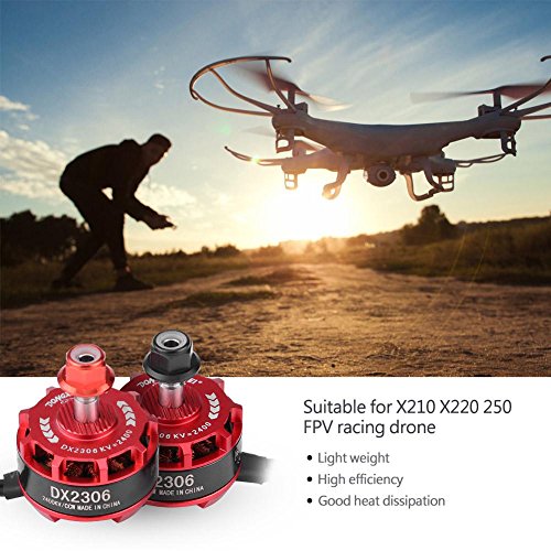 RC Drone Motor sin Escobillas, 4Pcs DX2306 2400KV 2-4S CW CCW Metal sin Escobillas para X210 X220 250 Racing Drone