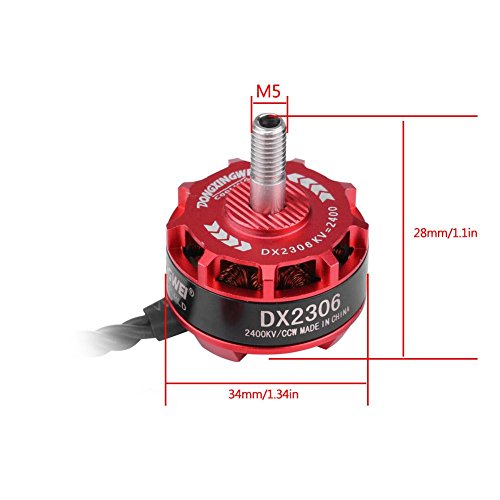 RC Drone Motor sin Escobillas, 4Pcs DX2306 2400KV 2-4S CW CCW Metal sin Escobillas para X210 X220 250 Racing Drone