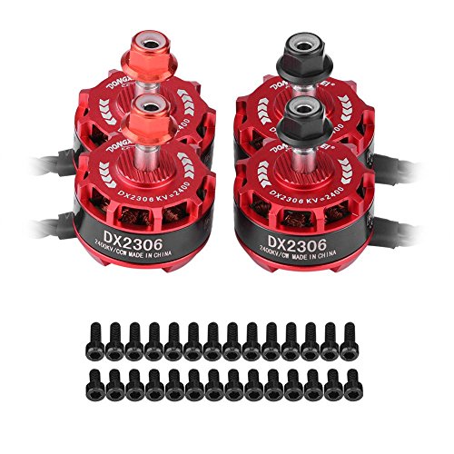 RC Drone Motor sin Escobillas, 4Pcs DX2306 2400KV 2-4S CW CCW Metal sin Escobillas para X210 X220 250 Racing Drone