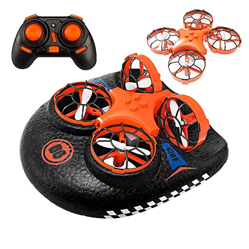 RC Mini Drone Hovercraft para Niños 3 en 1 de Mar Tierra Aire 3D Rollos 30164