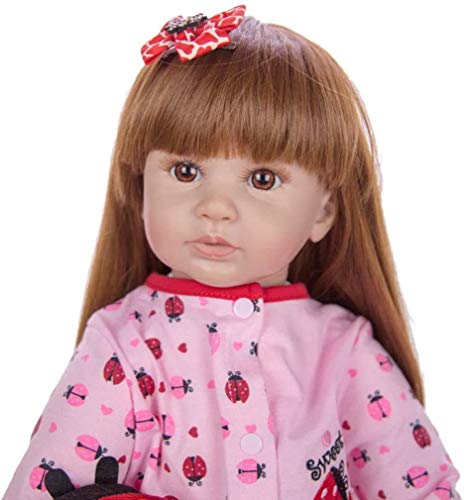 Reborn Dolls Reborn Baby Dolls Pink 60Cm 24 pulgadas de pelo largo Little Princess Vinilo suave Silicona Muñecas para niños pequeños Hecho a mano Navidad Cumpleaños Gif Niños Iedal para regalo de cump