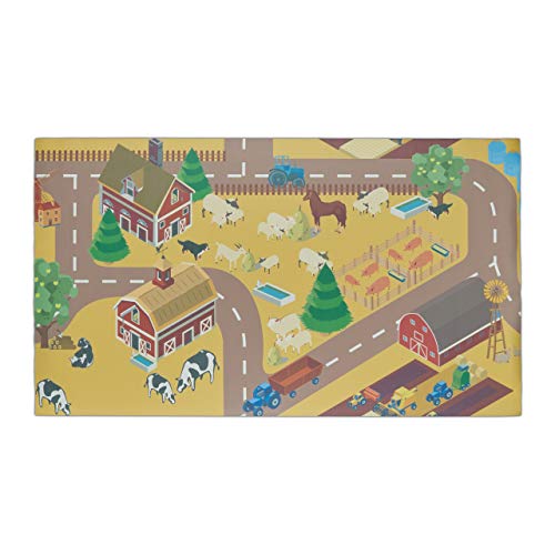 Relaxdays Alfombra de Juego para niños, diseño de Granja, sin sustancias nocivas, Lavable, Antideslizante, PVC, 140 x 80 cm, Multicolor, Cloruro de polivinilo, Bauernhof, 1 Unidad