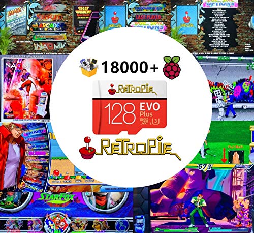 RetroPie SD Card 128GB for Raspberry Pi 3 B+ with 18000+ Games for 30+ Sytems Diyable Emulation Station Games Plug&Play