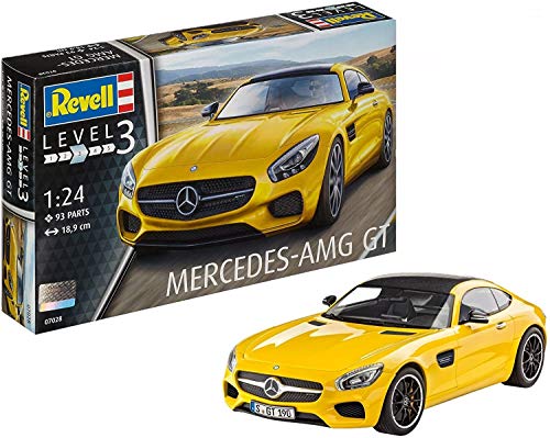 Revell Benz Mercedes AMG GT Escala 1/24-Revell RE07028, Color Amarillo, 18,9 cm de Largo (07028)