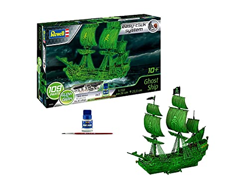 Revell Maqueta Ghost Ship, Brilla en la Oscuridad, Easy Click System, Kit Modello, Escala 1:150 (5435) (05435), 26,0 cm de Largo