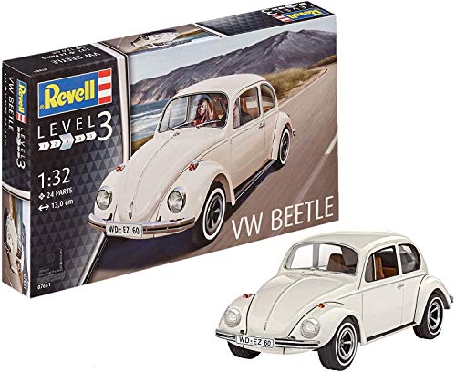 Revell Volkswagen Maqueta VW Beetle, Kit Modelo, Escala 1:32 (7681)(07681), Color Blanco, 13,0 cm de Largo