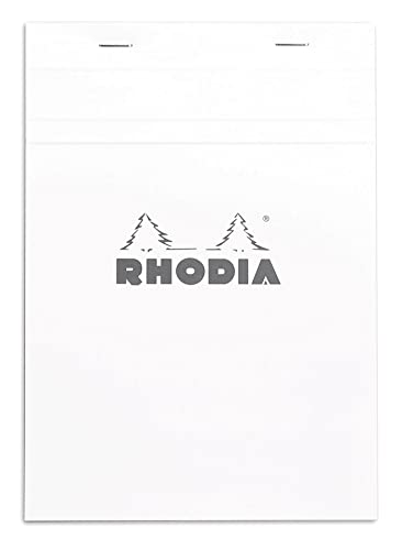 RHODIA 16201C - Bloc-Notes Agrafé N°16 White - A5 - Petits Carreaux - 80 Feuilles Détachables - Papier Clairefontaine Blanc 80G - Couverture en Carte Enduite Souple, Résistante et Imperméable - Basics