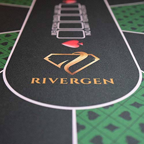 Rivergen Alfombra de póker 120 x 60 cm (Verde) Espesor 3 mm | Bolsa de Transporte incluida | Tapete de Póker | Alfombra de póquer Texas Holdem | Antideslizante