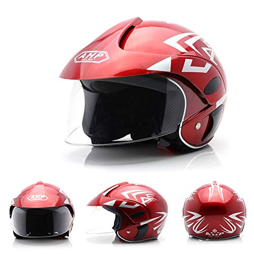 RJHH Cascos para Motocicletas Infantiles, Cascos para niños, niños y niñas, Bicicletas, Scooters, Deportes al Aire Libre, Apto para 3-8 años,Rojo