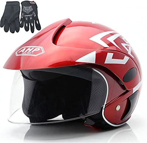 RJHH Cascos para Motocicletas Infantiles, Cascos para niños, niños y niñas, Bicicletas, Scooters, Deportes al Aire Libre, Apto para 3-8 años,Rojo