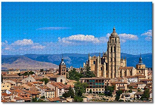 Rompecabezas de la Catedral de España Segovia para adultos y niños 1000 piezas de madera Puzzle Juego(compra 1000 piezas de rompecabezas y consigue 300 piezas gratis)