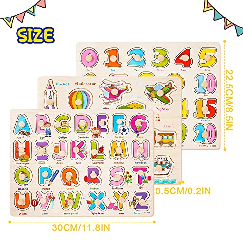 Rompecabezas de Madera Puzzle Clavijas 57 Pcs,Números Letras Juguetes Educativos,Puzzles de Madera Juguetes 2 Años,Puzzles Conjunto Alfabeto,Puzzle Madera Niños Bebe Juego Número Montessori 1 Años