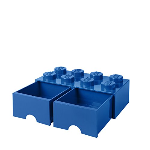 Room Copenhagen-40061731 Caja de Almacenaje Apilable, Ladrillo 8 pomos, 2 Cajones, 9.4 l, color azul (blue), 50 x 25 x 18 cm (Lego 40061731)