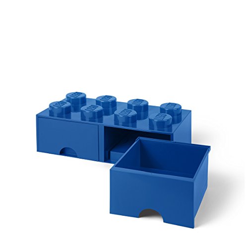 Room Copenhagen-40061731 Caja de Almacenaje Apilable, Ladrillo 8 pomos, 2 Cajones, 9.4 l, color azul (blue), 50 x 25 x 18 cm (Lego 40061731)