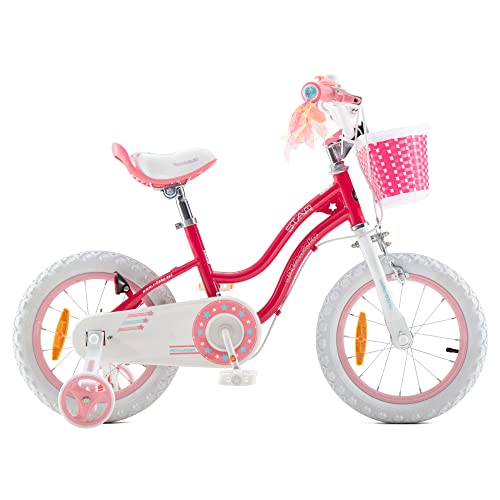 RoyalBaby Bicicleta de Niño niña Stargirl Ruedas auxiliares Bicicletas Infantiles Bicicleta para niños 12 Pulgadas Pink