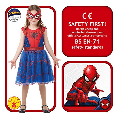 Rubies Disfraz oficial de Marvel Spider-Girl de lujo para niños, disfraz de superhéroe, talla mediana de 5 a 6 años, altura 116 cm