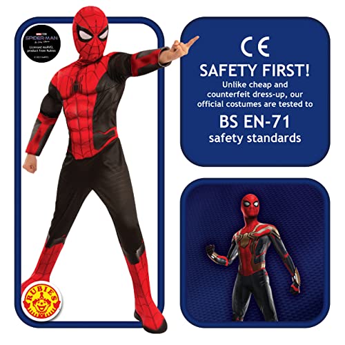 Rubies Disfraz oficial de Marvel Spider-Man No Way Home Deluxe para niños, color negro y rojo, vestido de superhéroe para niños, de 9 a 10 años