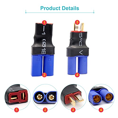 RUIZHI 4 Uds Deans T EC3 Enchufe Macho Hembra Adaptador de Conector de Batería Adaptador ESC Cargador para RC LiPo Batería FPV DIY Modelos