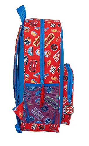 Safta 612111180 Mochila Escolar Niños de Cars Mc Queen, 330x140x420mm, Rojo/Azul